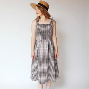 Sleeveless Tie-Strap Gingham Vintage Style Dress